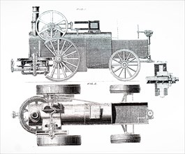 A steam tractor with a winding drum and smoke box