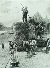 Engraving depicting the stacking of the harvest in the West Highlands