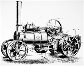 A12 hp, single cylinder, ploughing steam engine, with drum to drive cable for pulling plough fitted underneath the boiler