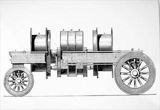A steam ploughing windlass designed to be kept separate from the steam engine