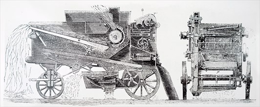 Engraving depicting a threshing and corn dressing machine