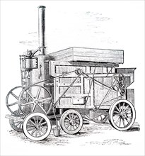 A steam-driven threshing machine