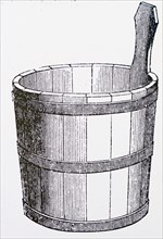 A wooden milk pail