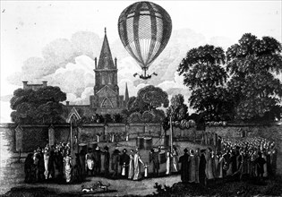 James Sadler making a balloon ascent from fields near Merton College, Oxford