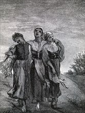 Print of the painting titled 'The Harvesters' by Jean-François Millet