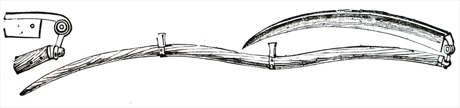 A folding scythe used in gardening
