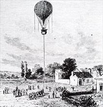 The ascent of Eugène Godard's balloon 'Eagle' from the Cremorne Gardens, London