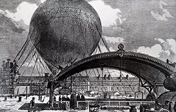 The readying of the balloon 'Captive' for the Paris Exhibition
