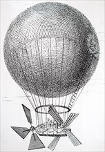 A balloon fitted with paddles, in an effort to make the balloon navigable