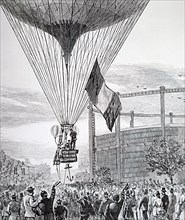 The making of a balloon's ascent from the Villette gas works in Paris