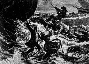Engraving depicting the Duruof being rescued from the North Sea