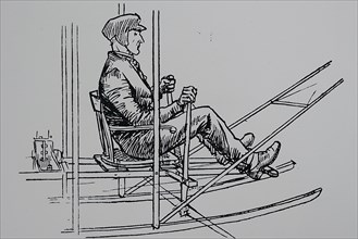 The Wright Pilot's seat - a crane-bottomed chair with the legs sawn off