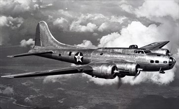 Photograph of a Boeing B-17 Flying Fortress used by the United States Air Force during the Second World War