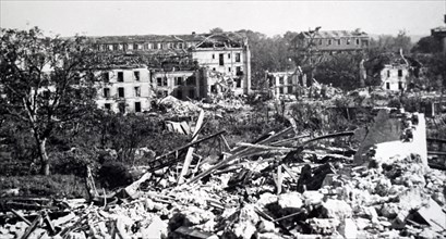 World War Two: destruction at the town of Saint-Cyr, in Western France, during the liberation of France from German occupation in the summer of 1944