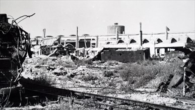 Photograph showing the destruction at Trappes, in the western suburbs of Paris, in the south-western suburbs of Paris, during the liberation of France from German occupation in the summer of 1944