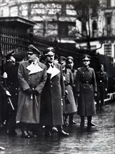 Photograph of Heinrich Otto Abetz, the German ambassador to Vichy Franc with Vice Admiral Lothar von Arnauld, about to enter La Madeleine Church in Paris as The Germans occupy Northern France 1940