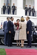 Egyptian President Anwar Sadat visits US President Gerald Ford at the White House, Washington DC 1975