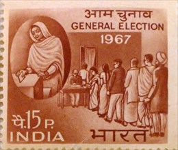 Indian postage stamp commemorating the 1967 general election