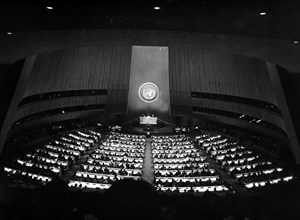 Photograph taken during a session of the United Nations General Assembly