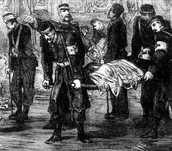 The Red Cross collecting the wounded French during the Franco-Prussian War