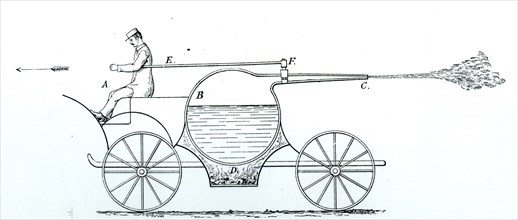 Imaginative realisation of Newton's 'Steam Engine', demonstrating his third law of motion