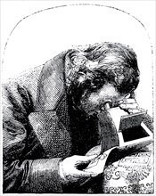 Engraving depicting a stereoscope