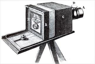 A camera used to take daguerreotype photographs invented by Louis Daguerre