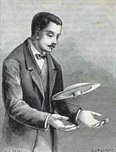 A scientist conducting an experiment to show centrifugal force
