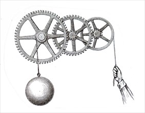Illustration of an nineteenth century cog and gear mechanism