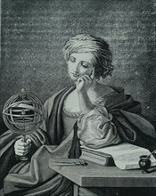 An allegorical figure representing Astronomy, shown holding an armillary sphere