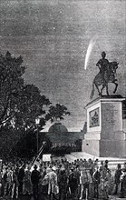 Comet Coggia, a non-periodic comet, discovered by Jérôme Eugène Coggia, seen from the Pont Neuf, Paris