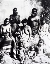 Early photograph taken of a group of native Australians