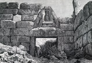 Heinrich Schliemann's excavations at Mycenae inside the Treasury of Atreus