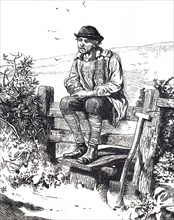 A labourer sitting on a stile
