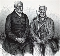 Two elderly Khoikhoi men in European dress