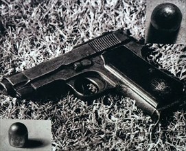 hand gun used in the assassination of Mohandas Karamchand Gandhi 1869 – 1948), in 1948