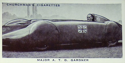 Churchman Kings of Speed Series cigarette card depicting Lieutenant-Colonel Alfred Thomas Goldie Gardner,