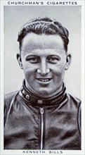 Churchman Kings of Speed Series cigarette card depicting Kenneth Bills, a British Motorcycle champion