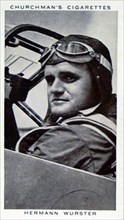Churchman Kings of Speed Series cigarette card depicting Hermann Wurster, German pilot and aeronautical engineer