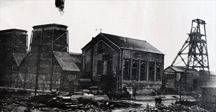 Photograph of the Maltby Main Colliery after an explosion that killed 27 people