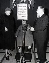 Photograph of Eleanor Roosevelt visiting a rehabilitation centre