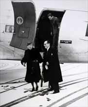 Photograph of Eleanor Roosevelt with French politician Maurice Schumann