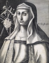 Engraved portrait of Properzia de Rossi
