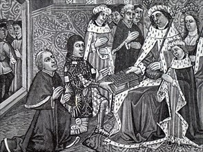 Anthony Woodville, 2nd Earl Rivers presenting his book to Edward IV of England