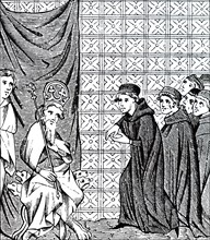 Emperor Charles IV being harangued by Fellows of Paris University