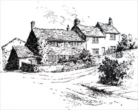 Engraving depicting the birthplace of Joseph Priestley