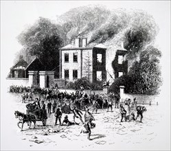 A the burning of Joseph Priestley's home during the1791 Birmingham Riots