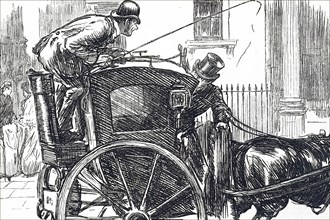 An early Hackney Carriage, showing the driver's position behind and overlooking the passenger seat