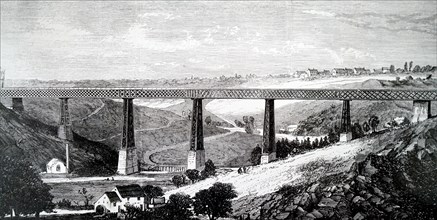 A lattice girder viaduct over the River Creuse on the Montlucon and Limoges Railway
