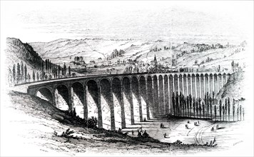 A train crossing the Barentin Viaduct which forms part of the Paris-Le Havre line